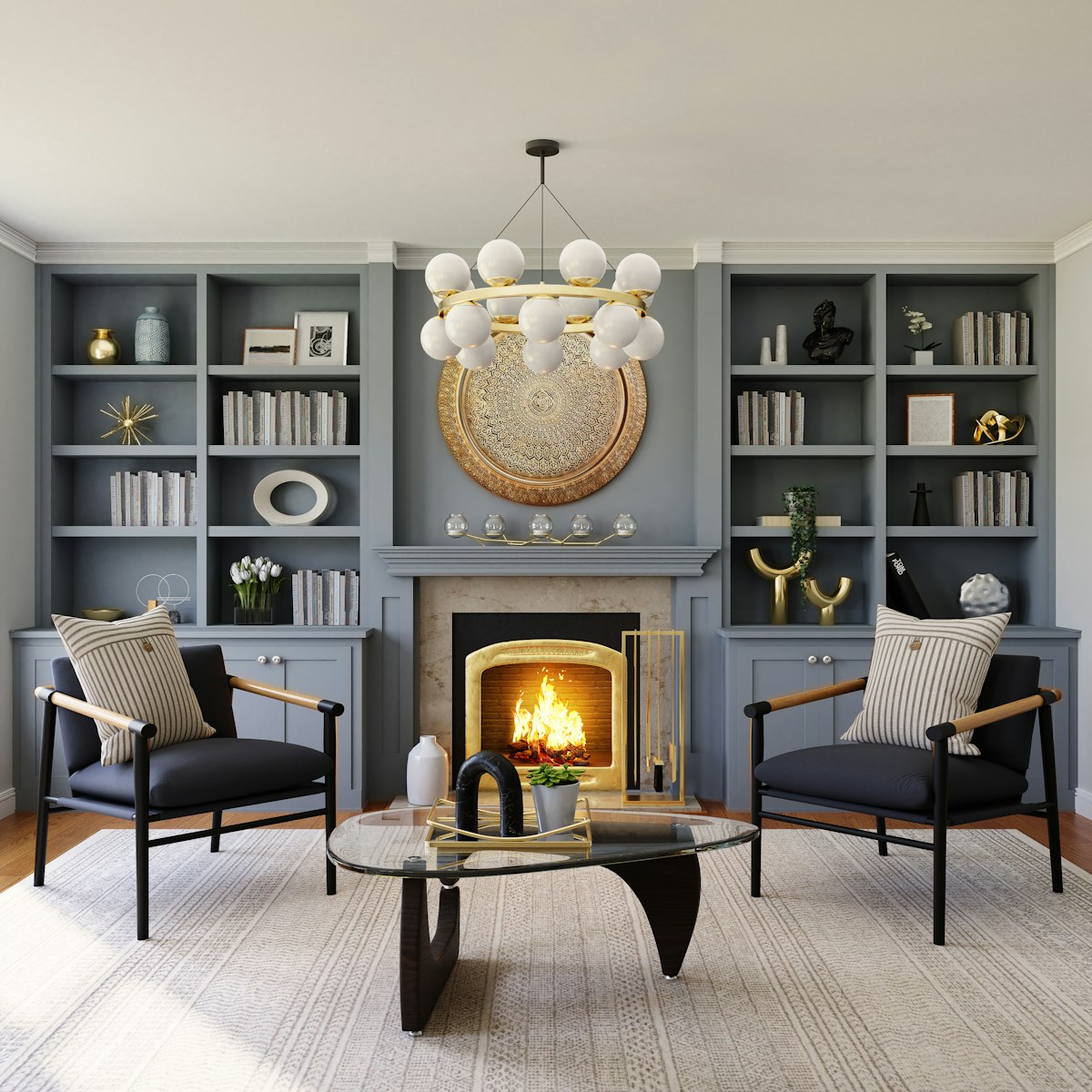 Belmont interior with with textured wallcovering