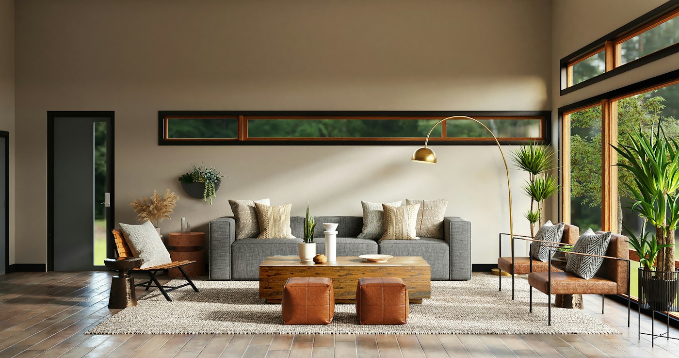 Dining room with textured feature wall